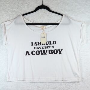 Nwt Joshua Perets White Graphic Tee - 'I Should Have Been a Cowboy'